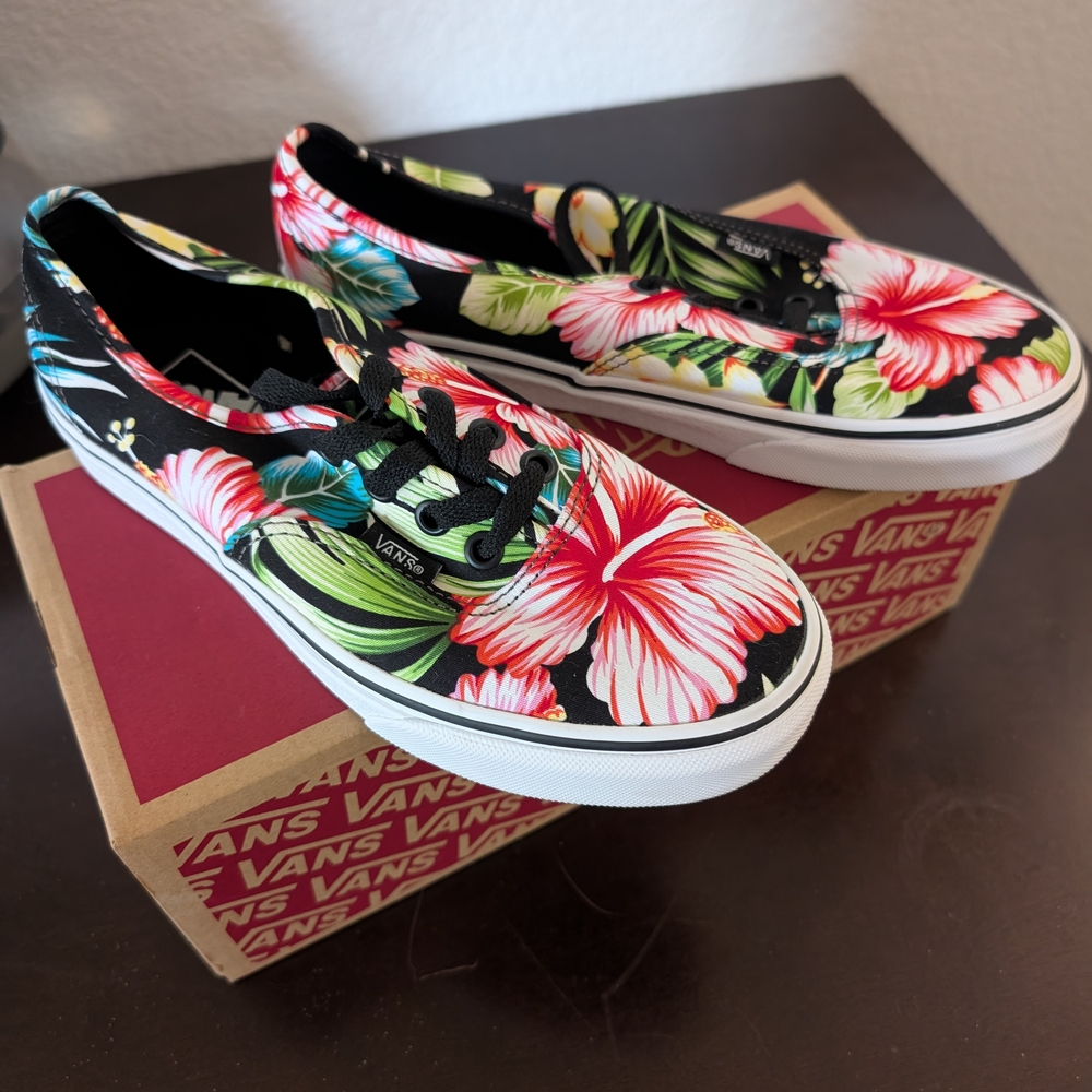Vans Women's Floral Canvas Sneakers - Black and Multicolor